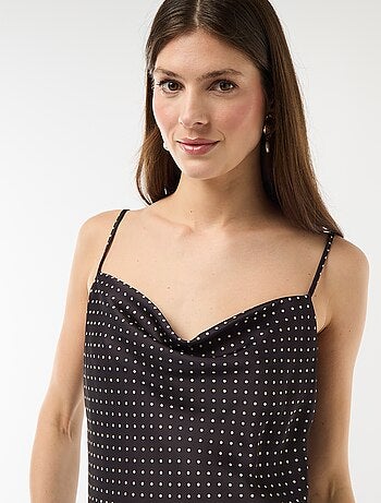 Vestido comprido acetinado com alças finas