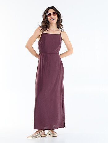 Vestido comprido acetinado com alças finas