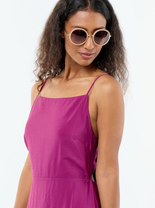 Vestido comprido acetinado com alças finas - Kiabi