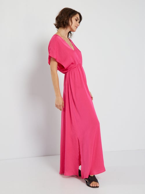 Vestido comprido acetinado - Kiabi