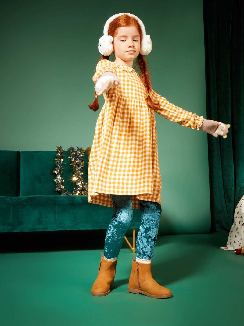 Vestido comprido aos quadrados AMARELO - Kiabi
