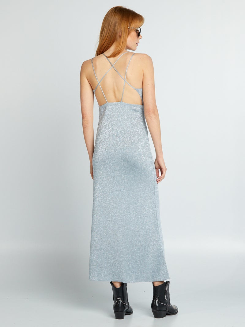 Vestido comprido brilhante CINZA - Kiabi