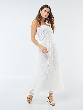 Vestido comprido bustier em renda
