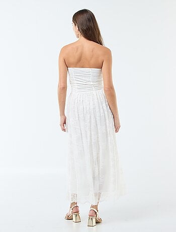 Vestido comprido bustier em renda