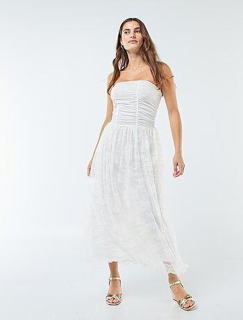 Vestido comprido bustier em renda