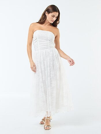 Vestido comprido bustier em renda