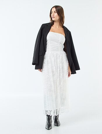 Vestido comprido bustier em renda
