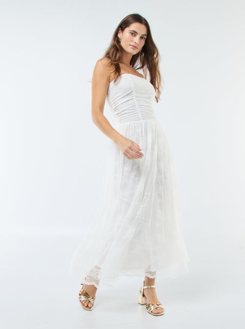 Vestido comprido bustier em renda - Kiabi