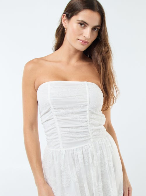 Vestido comprido bustier em renda - Kiabi