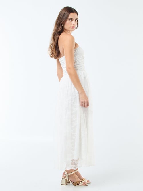 Vestido comprido bustier em renda - Kiabi