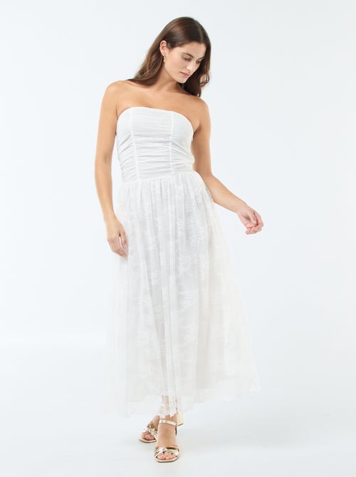 Vestido comprido bustier em renda - Kiabi