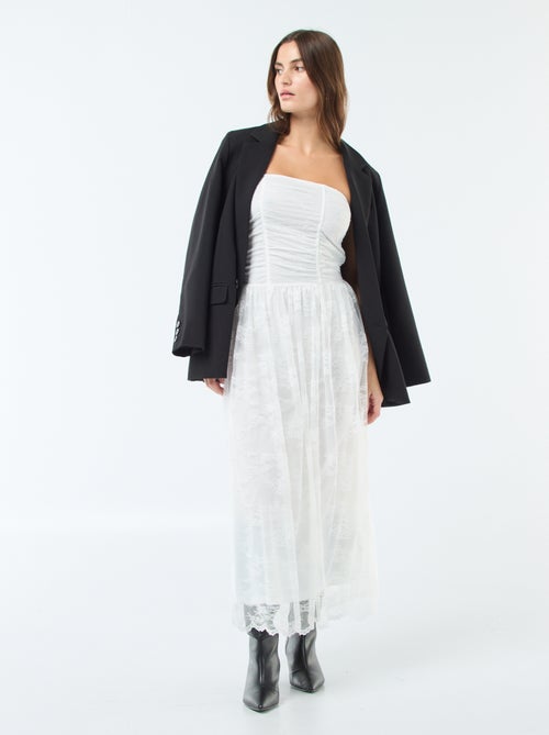 Vestido comprido bustier em renda - Kiabi