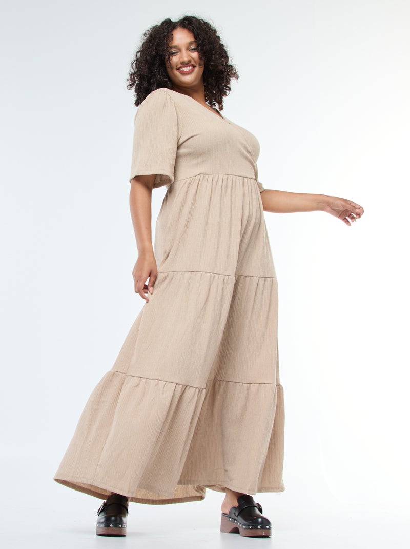 Vestido comprido cache-cœur Bege - Kiabi