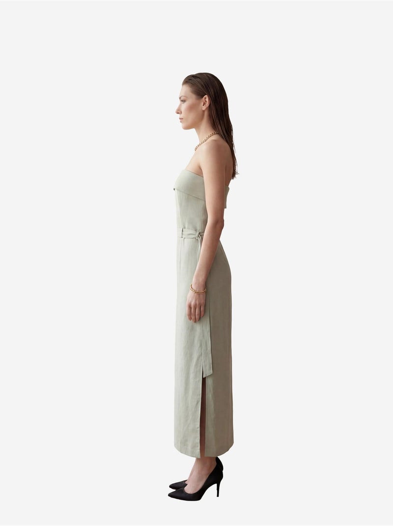 Vestido comprido cai-cai com cinto da my fashion Verde pastel - Kiabi