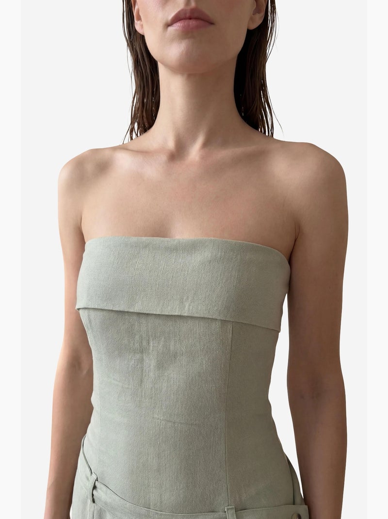 Vestido comprido cai-cai com cinto da my fashion Verde pastel - Kiabi