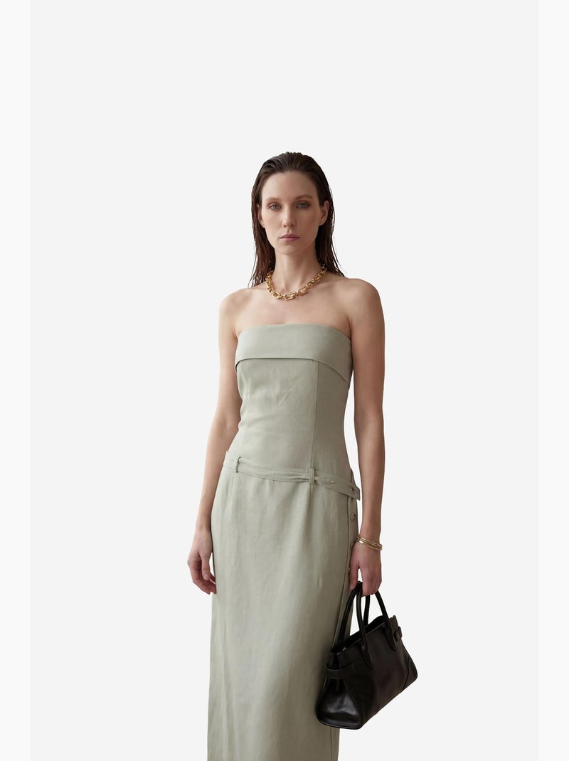 Vestido comprido cai-cai com cinto da my fashion Verde pastel - Kiabi