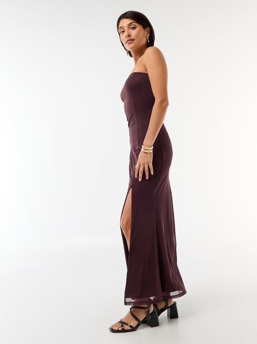 Vestido comprido cai-cai com écharpe - Kiabi