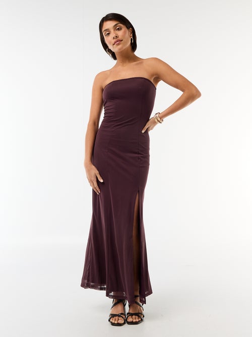 Vestido comprido cai-cai com écharpe - Kiabi