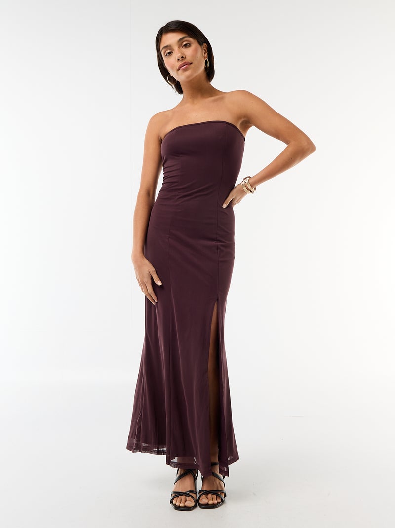 Vestido comprido cai-cai com écharpe Violeta - Kiabi