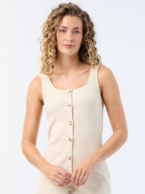 Vestido comprido canelado - Kiabi