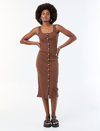 Vestido comprido canelado
