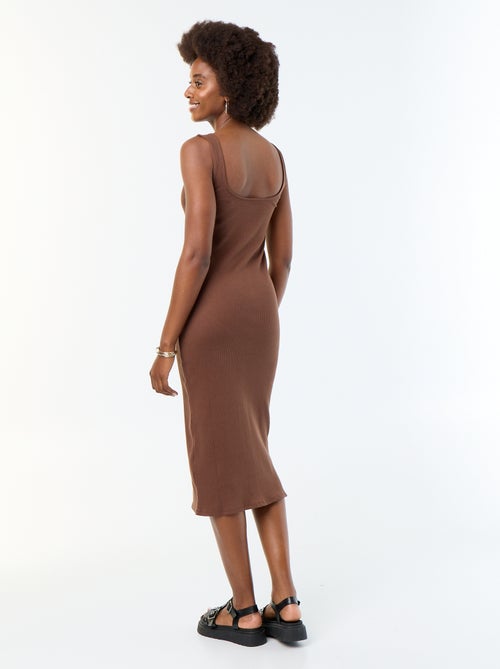 Vestido comprido canelado - Kiabi