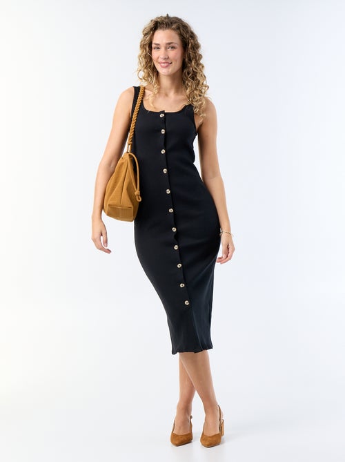 Vestido comprido canelado - Kiabi