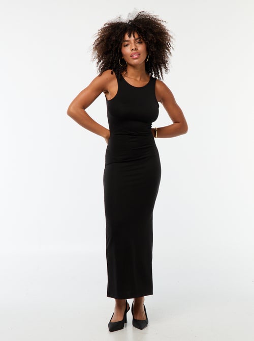 Vestido comprido colado ao corpo sem mangas com costas abertas - Kiabi