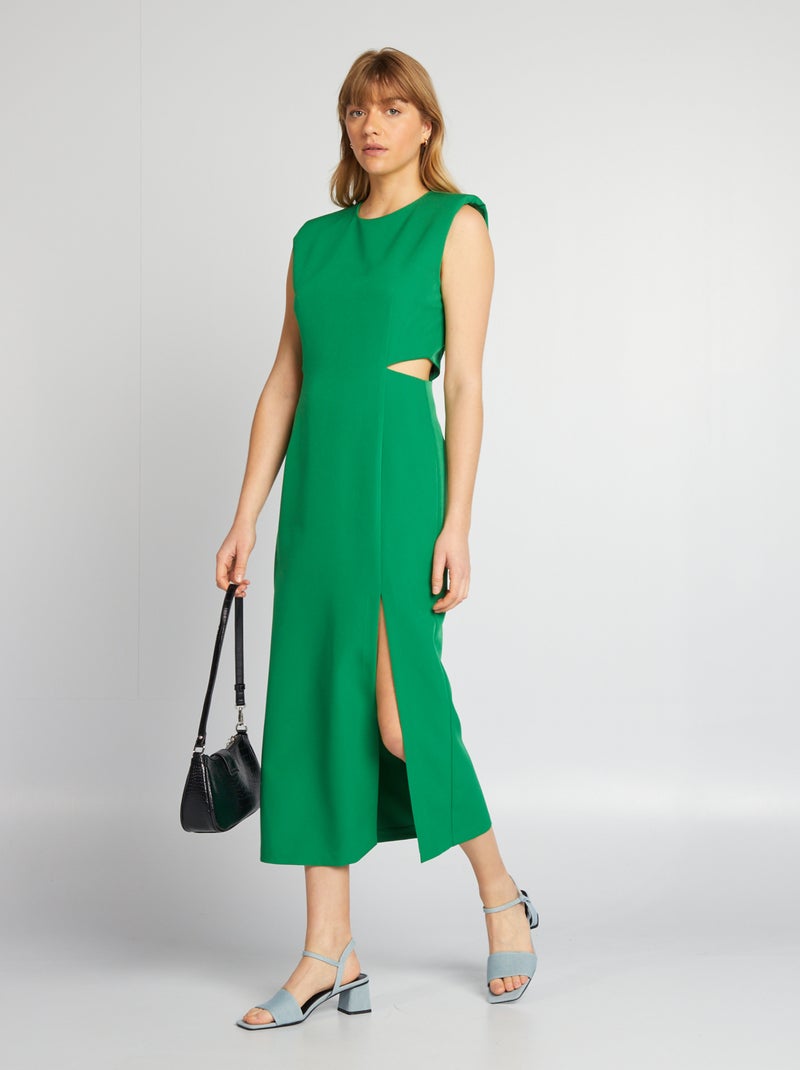 Vestido comprido com aberturas Verde - Kiabi