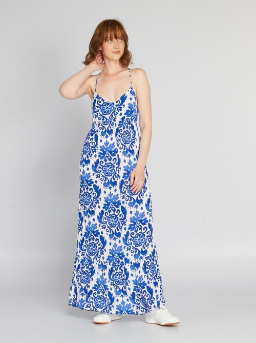 Vestido comprido com acabamento em camadas - Kiabi