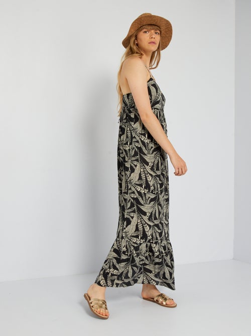 Vestido comprido com acabamento em camadas - Kiabi