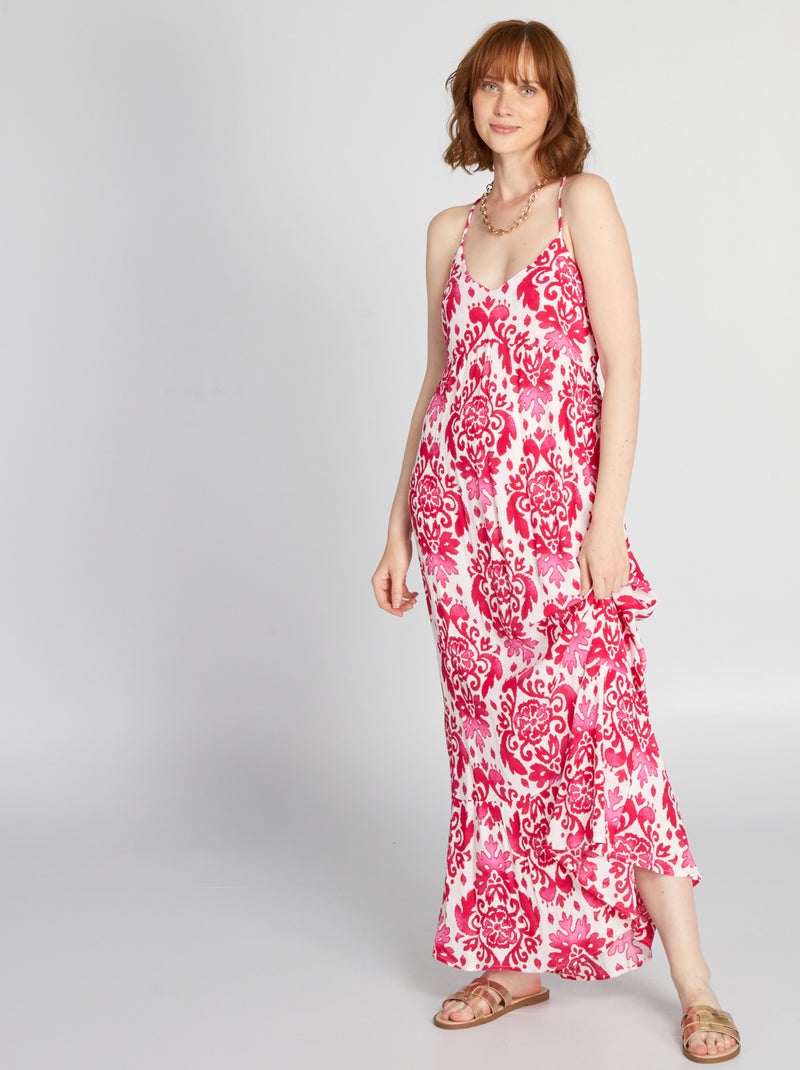 Vestido comprido com acabamento em camadas ROSA - Kiabi