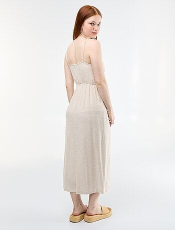Vestido comprido com alças finas ajustáveis