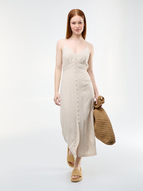 Vestido comprido com alças finas ajustáveis - Kiabi