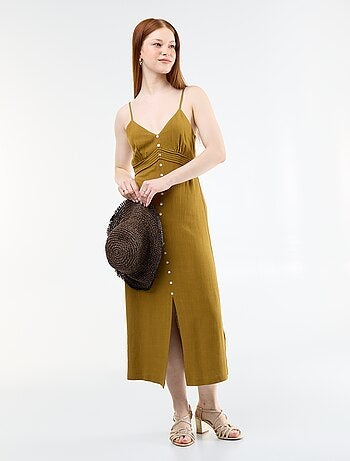 Vestido comprido com alças finas ajustáveis