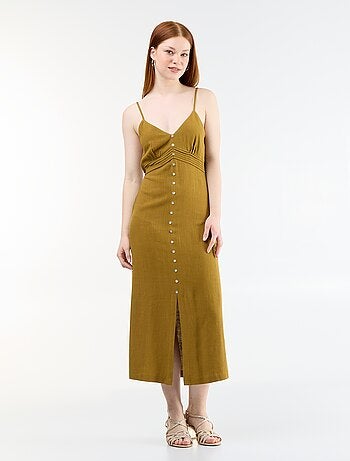 Vestido comprido com alças finas ajustáveis
