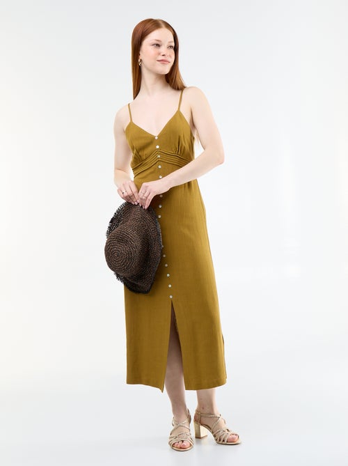 Vestido comprido com alças finas ajustáveis - Kiabi