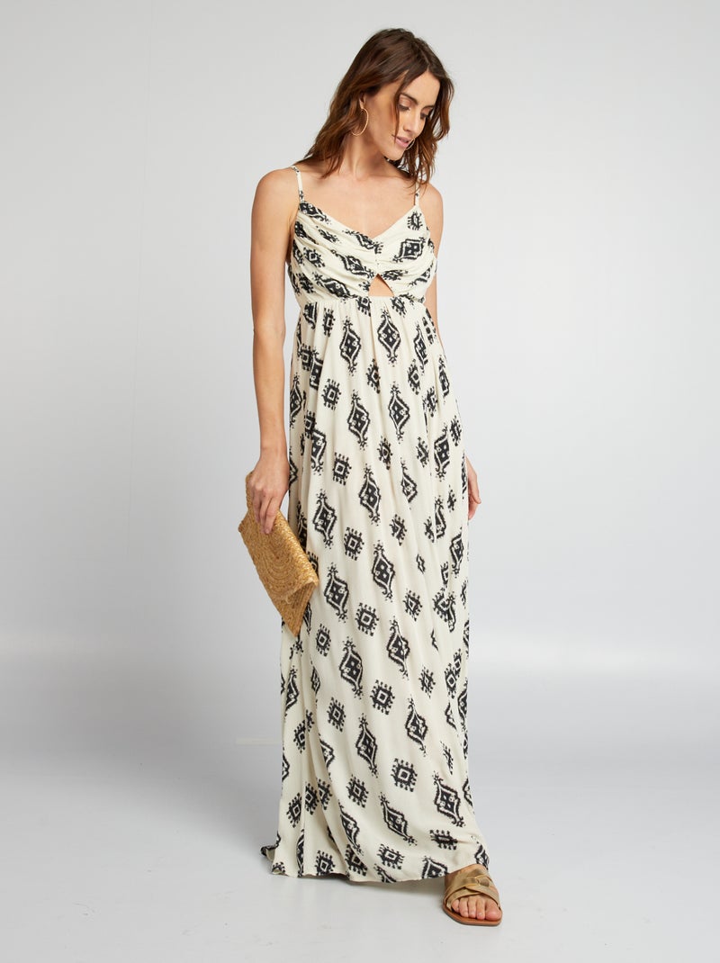 Vestido comprido com alças finas BEGE - Kiabi