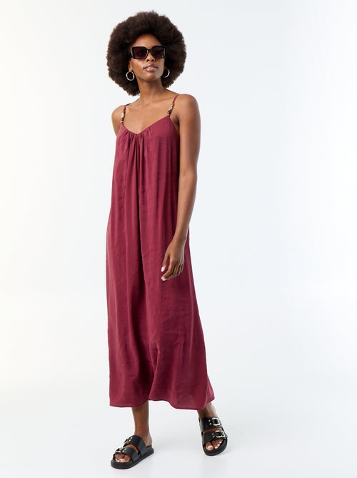 Vestido comprido com alças finas e pérolas - Kiabi Vestido comprido com alças finas e pérolas - Kiabi