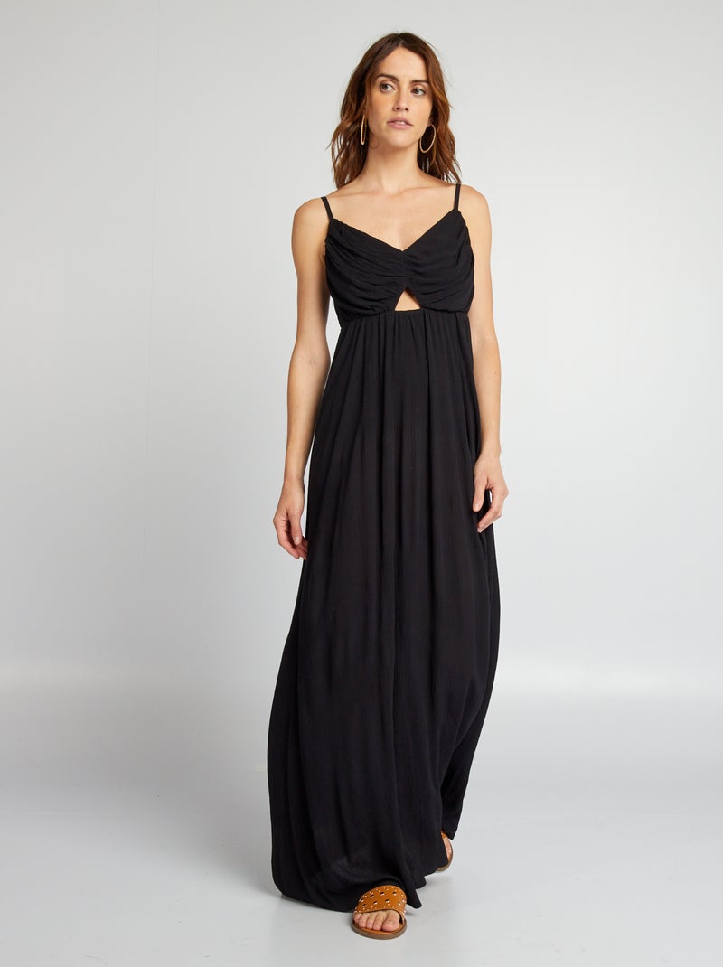 Vestido comprido com alças finas Preto - Kiabi