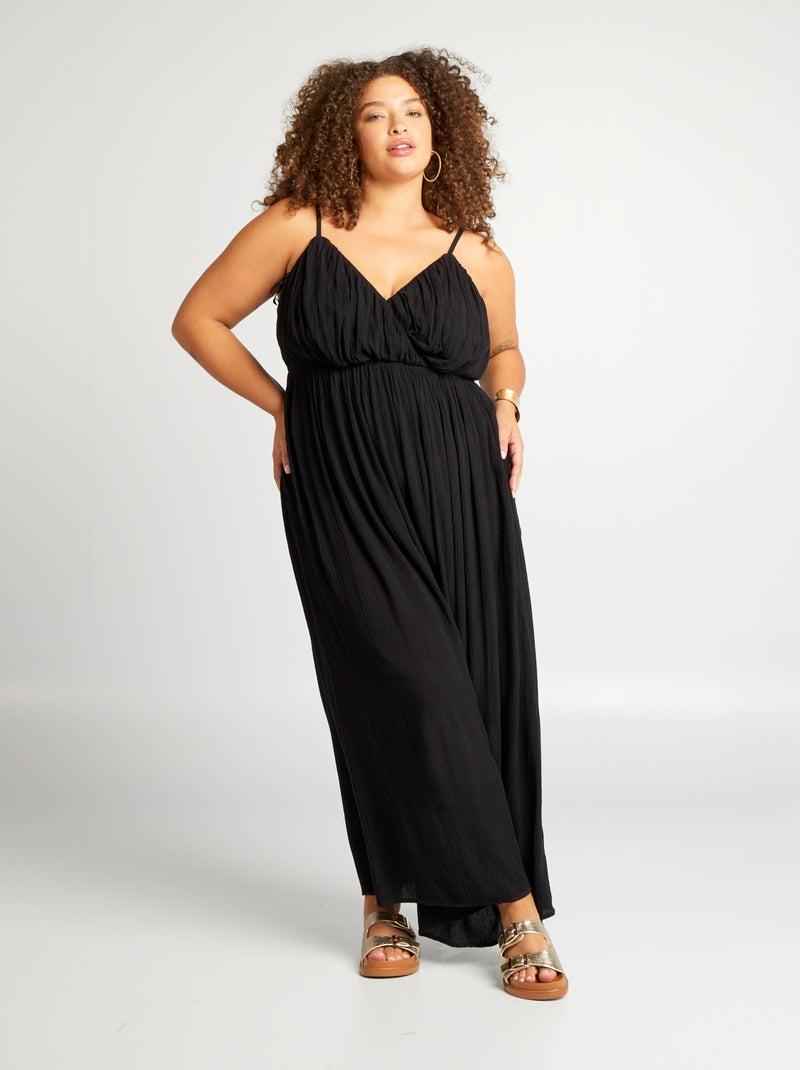Vestido comprido com alças finas Preto - Kiabi