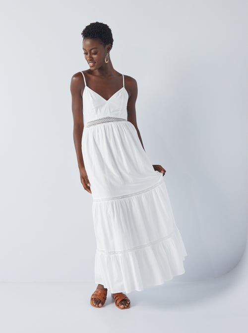 Vestido comprido com aplicação de renda - Kiabi