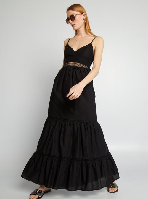 Vestido comprido com aplicação de renda - Kiabi