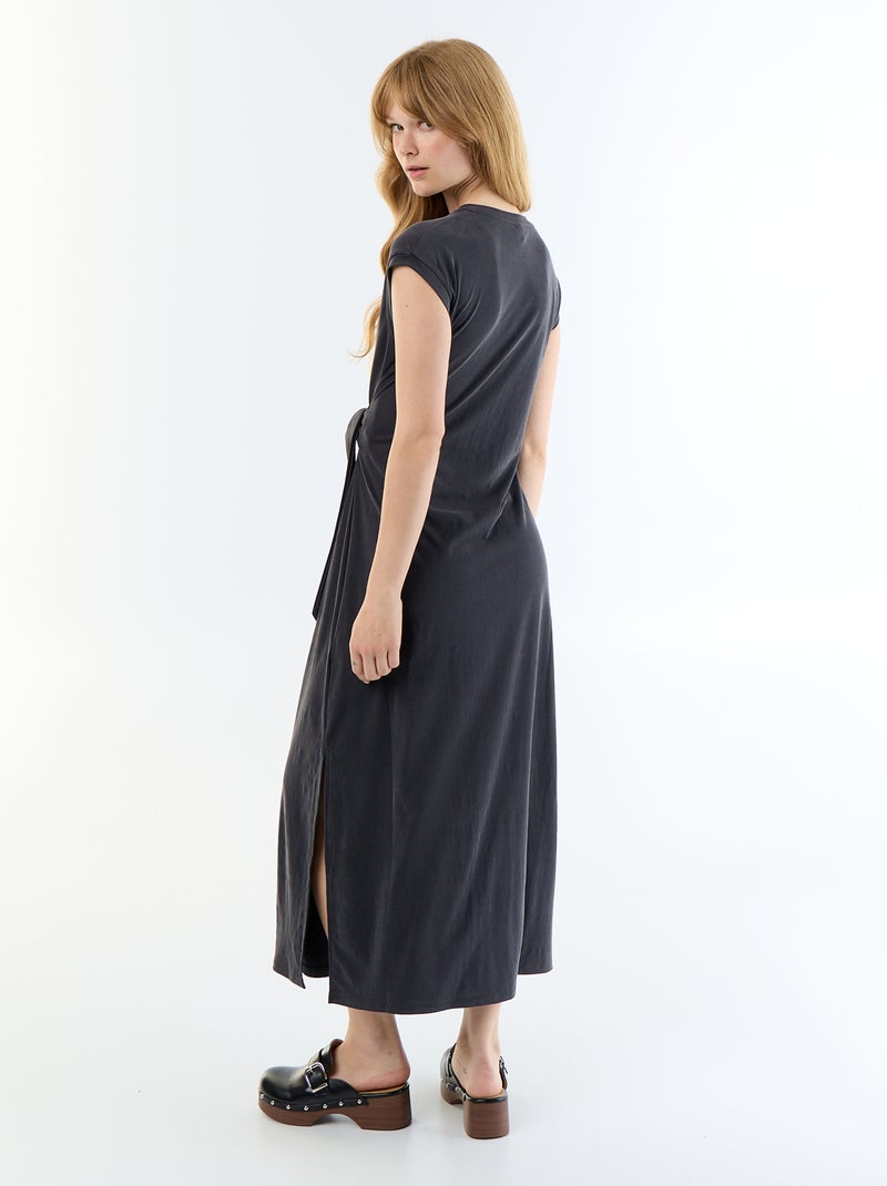 Vestido comprido com atilho Preto - Kiabi
