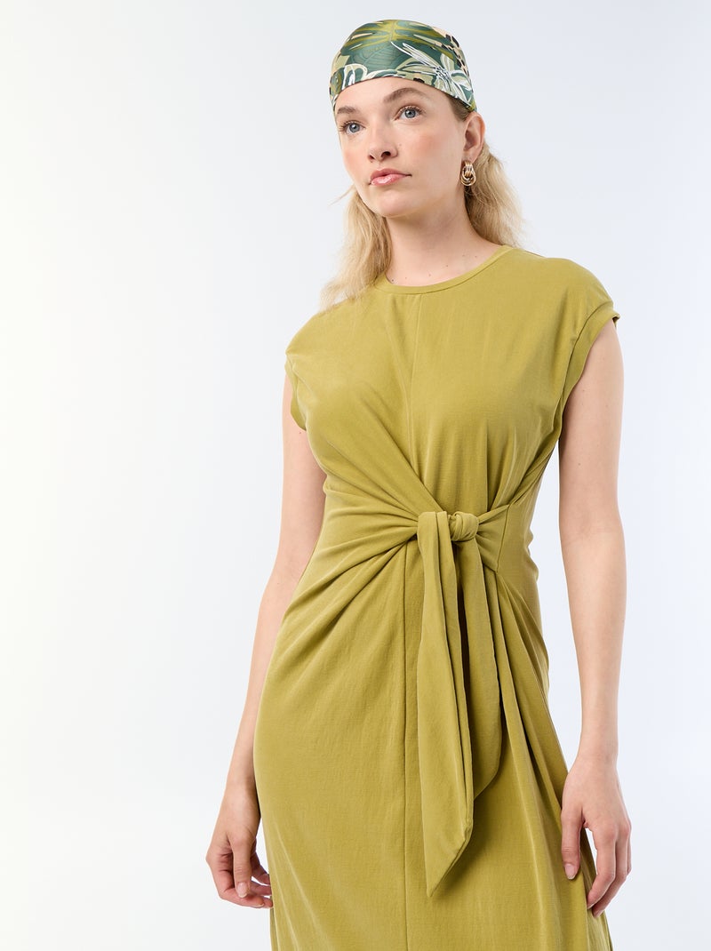 Vestido comprido com atilho Verde - Kiabi