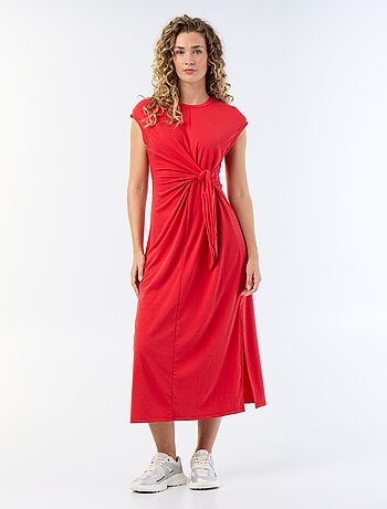 Vestido comprido com atilho