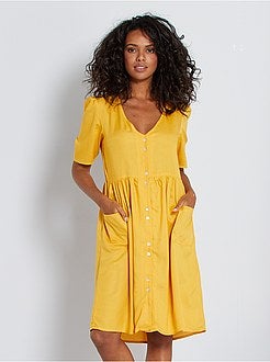 Vestido comprido com botões - Kiabi