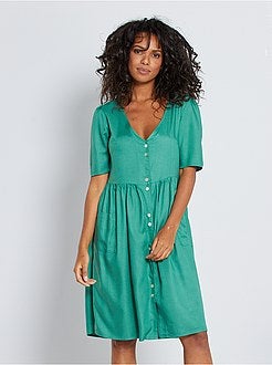 Vestido comprido com botões - Kiabi