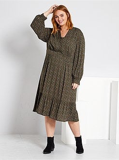 Vestido comprido com botões - Kiabi