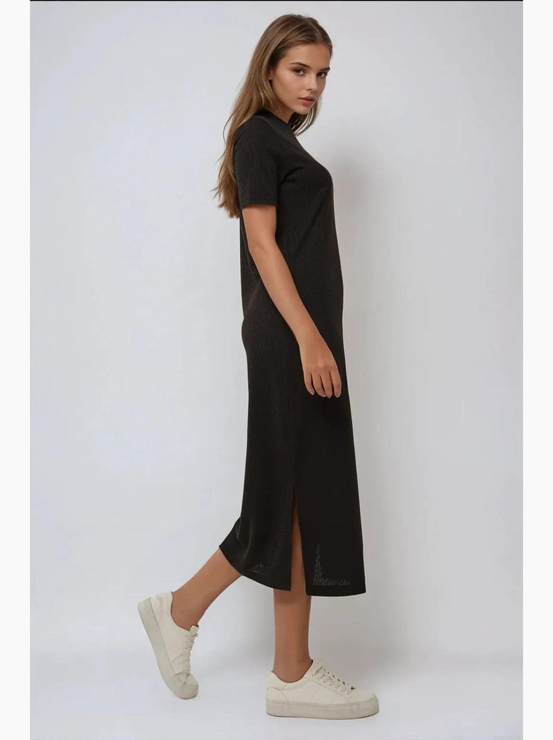 Vestido comprido com caimento relaxado hiccup Preto - Kiabi
